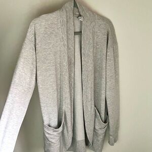 Athleta Light Gray Draped Cardigan With Pockets XXL